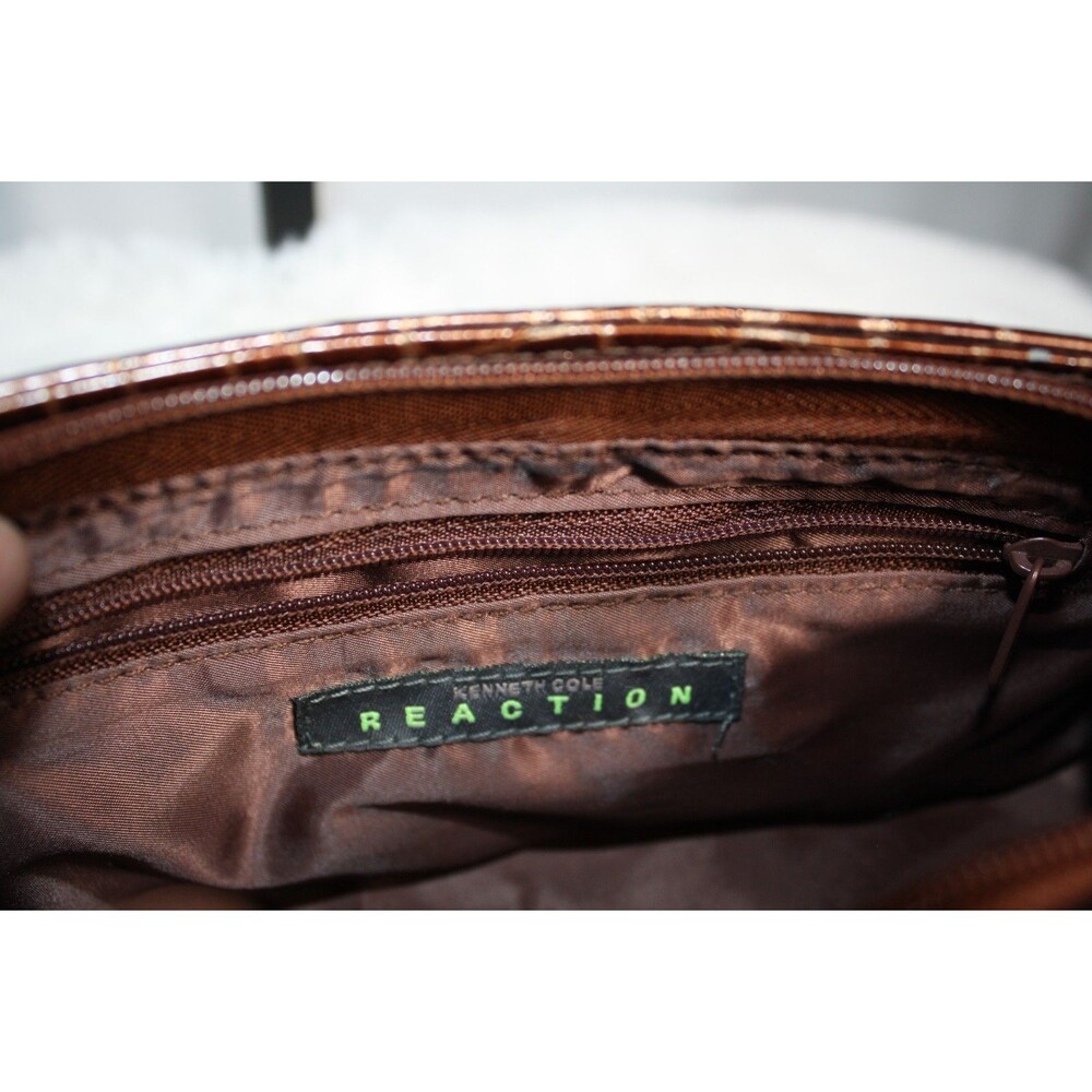 Kenneth Cole Reaction Brown/Copper Faux Alligator Print Clutch Shoulder purse - Picture 12 of 16